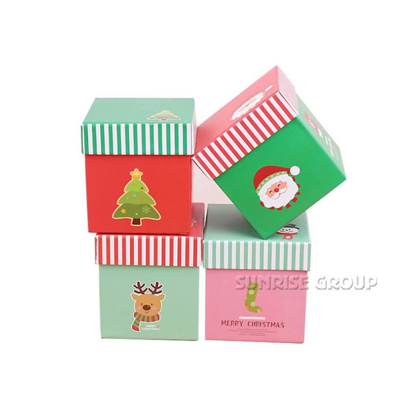 Caixa de presente de papel quadrada pequena impressão véspera de Natal da Apple