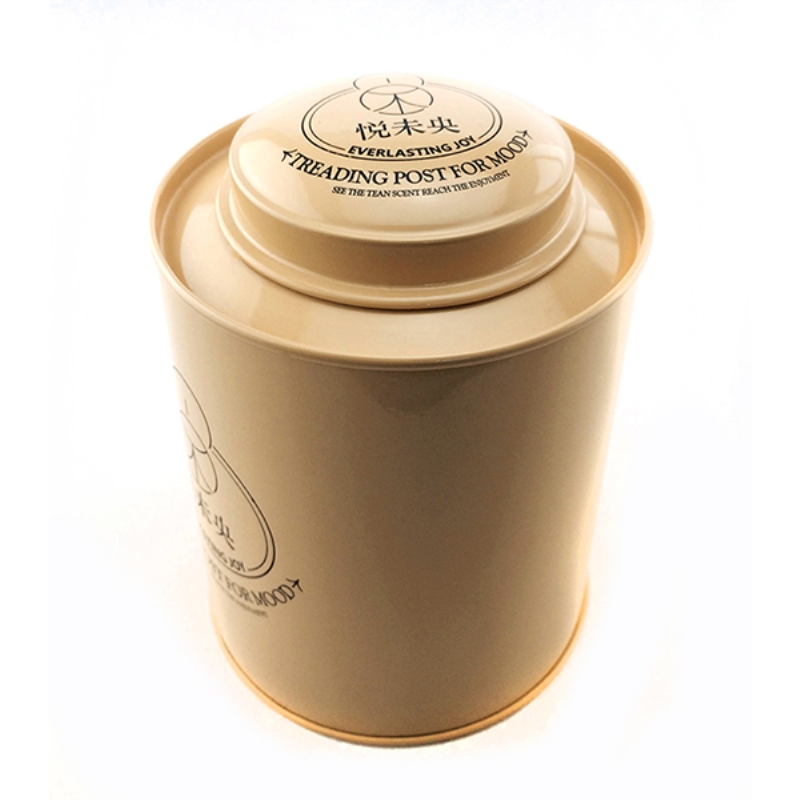 Caixa de lata de chá redonda hermética personalizada com tampa dupla