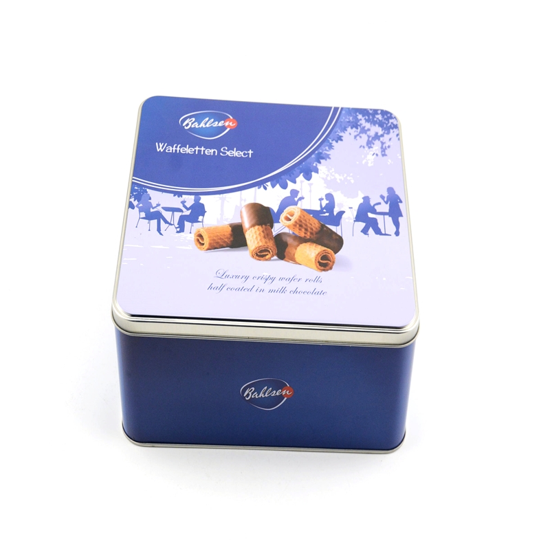 caixa da lata do biscoito do produto comestível, caixa retangular da lata do chocolate