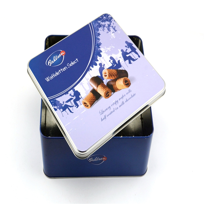 caixa da lata do biscoito do produto comestível, caixa retangular da lata do chocolate