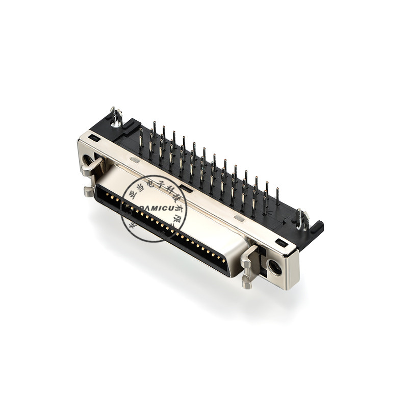 Conector CN SCSI fêmea 50 pinos Ferro ângulo reto
