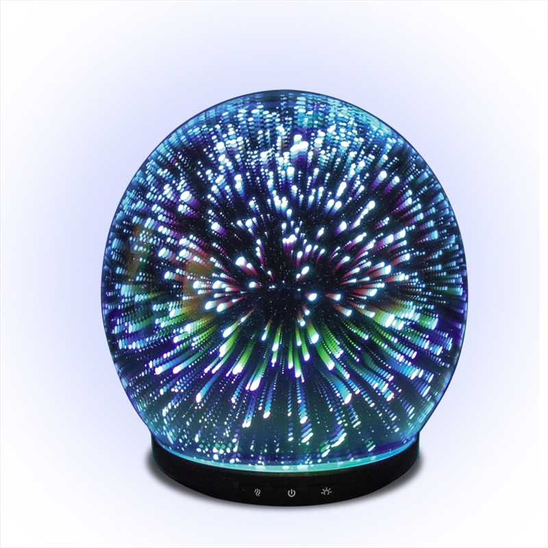 Bola em forma de arco-íris 3D vidro fogo de artifício ultra-sônica difusor de aroma eletrônico