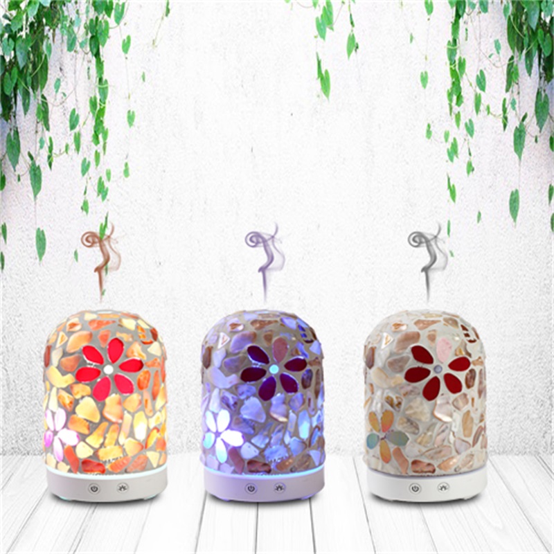 Nova idéia do produto 2018 mosaico flor de vidro aroma difusor de óleo