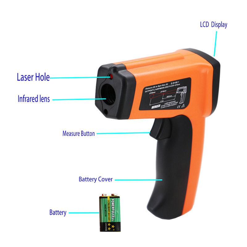 Termômetro infravermelho usado industrial do contato do laser da segurança industrial da fabricação de China