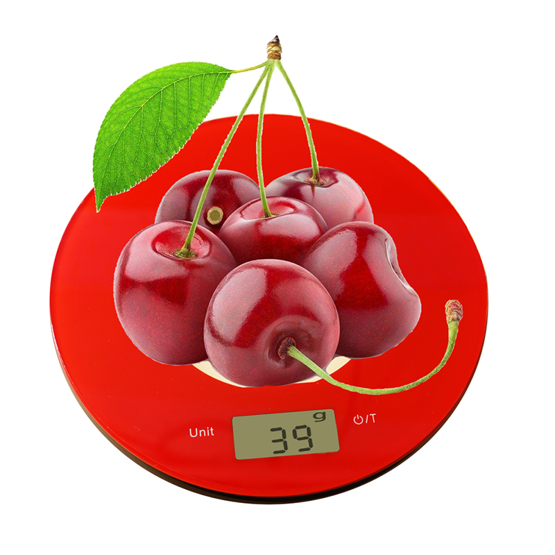 Escala de peso digital da cozinha portátil vermelha da plataforma da forma de China