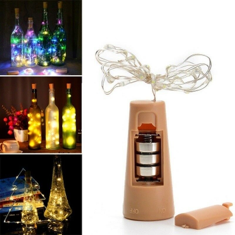20 LED tira garrafa de vinho lâmpada de luzes de fadas cork corda fio 2m festa de casamento