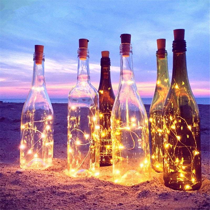 20 LED tira garrafa de vinho lâmpada de luzes de fadas cork corda fio 2m festa de casamento