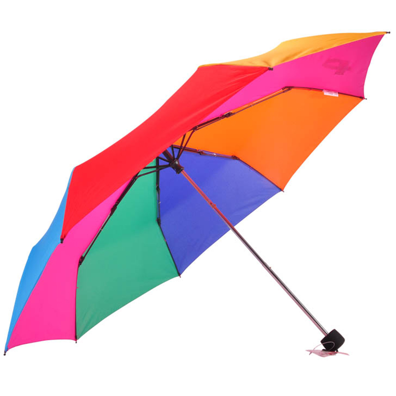 Tela do pongee da cor do arco-íris 21inch * 8k 190T guarda-chuva de 3 dobras com punho plástico