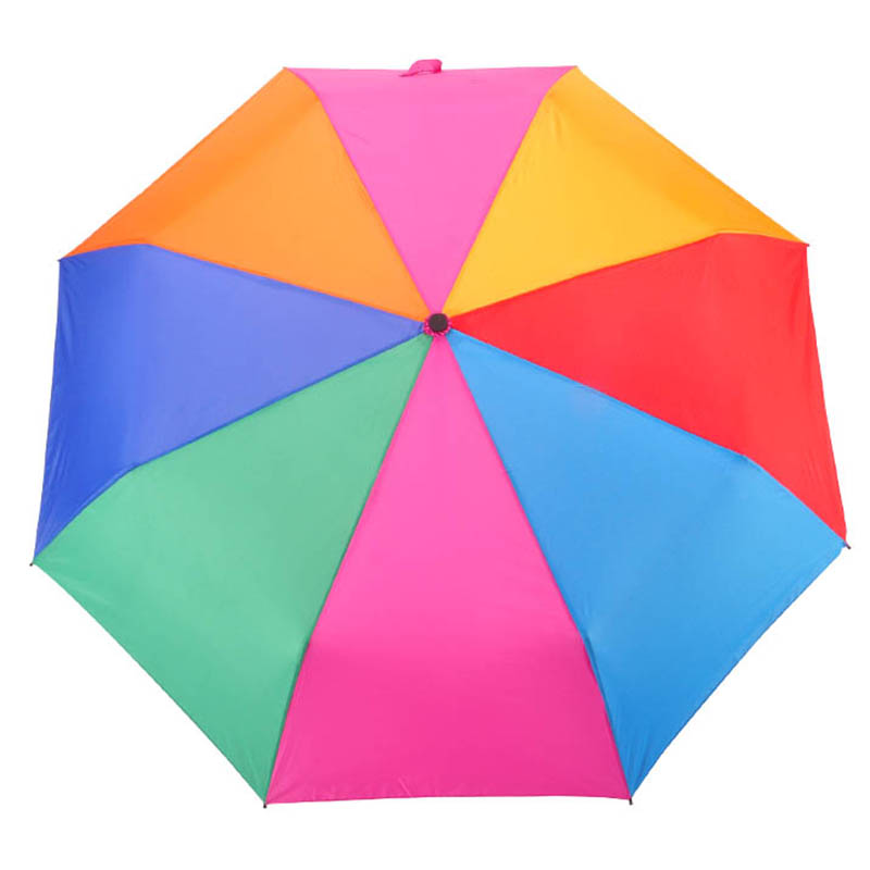 Tela do pongee da cor do arco-íris 21inch * 8k 190T guarda-chuva de 3 dobras com punho plástico