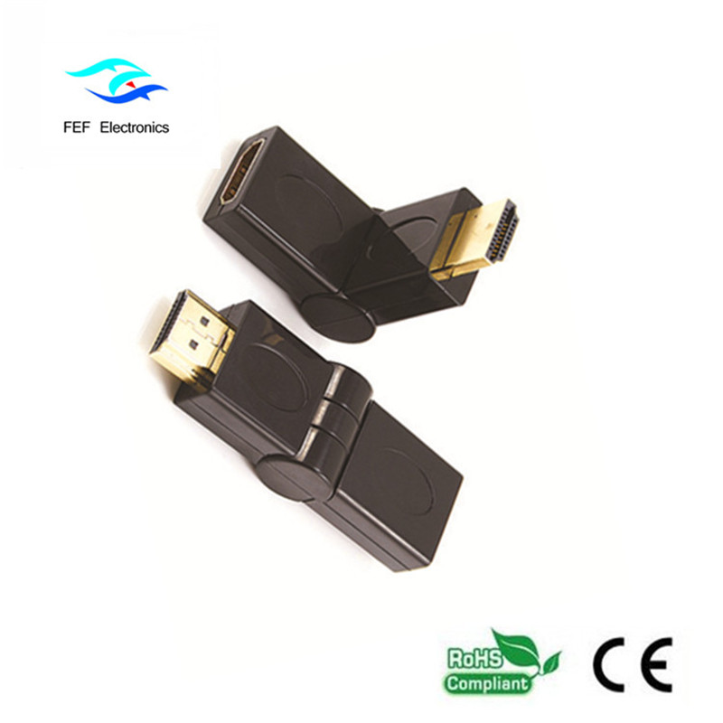 HDMI macho para HDMI feminino tipo de swing adaptador ouro / niquelado Codigo: FEF-HX-002