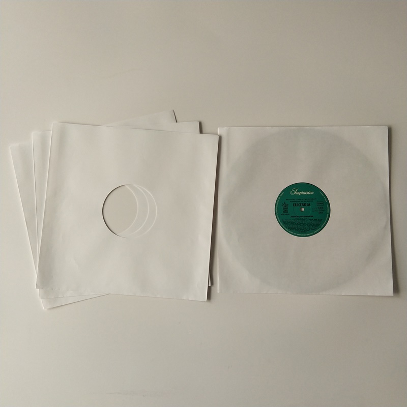 12 Luvas brancas do álbum do registro de papel de embalagem de LP com furo Center