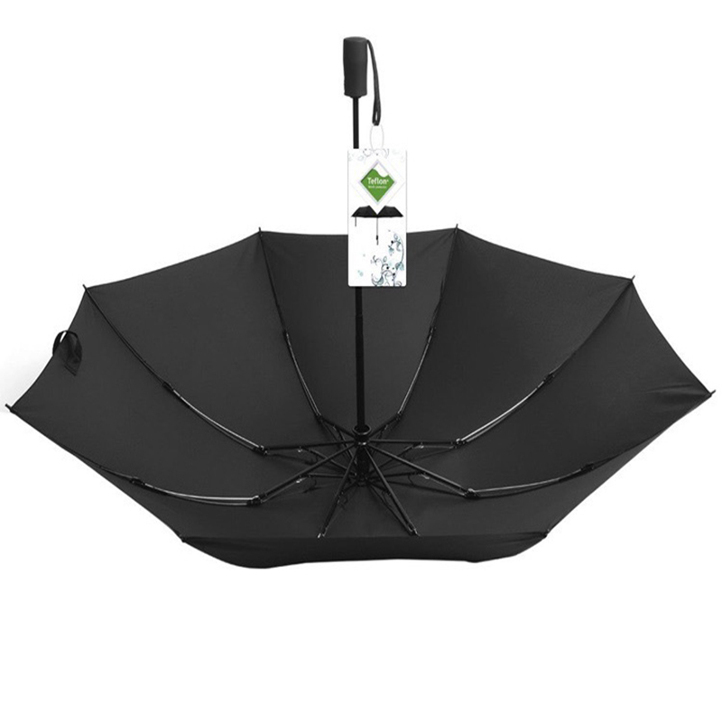 Cutom hidrofóbico do revestimento do guarda-chuva de 8 reforços Waterproof 3 guarda-chuva de dobramento da chuva do AOAC da reversão