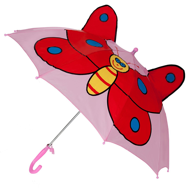 Publicidade de venda superior rosa borboleta fotos animal crianças personalizado auto aberto guarda-chuva reto