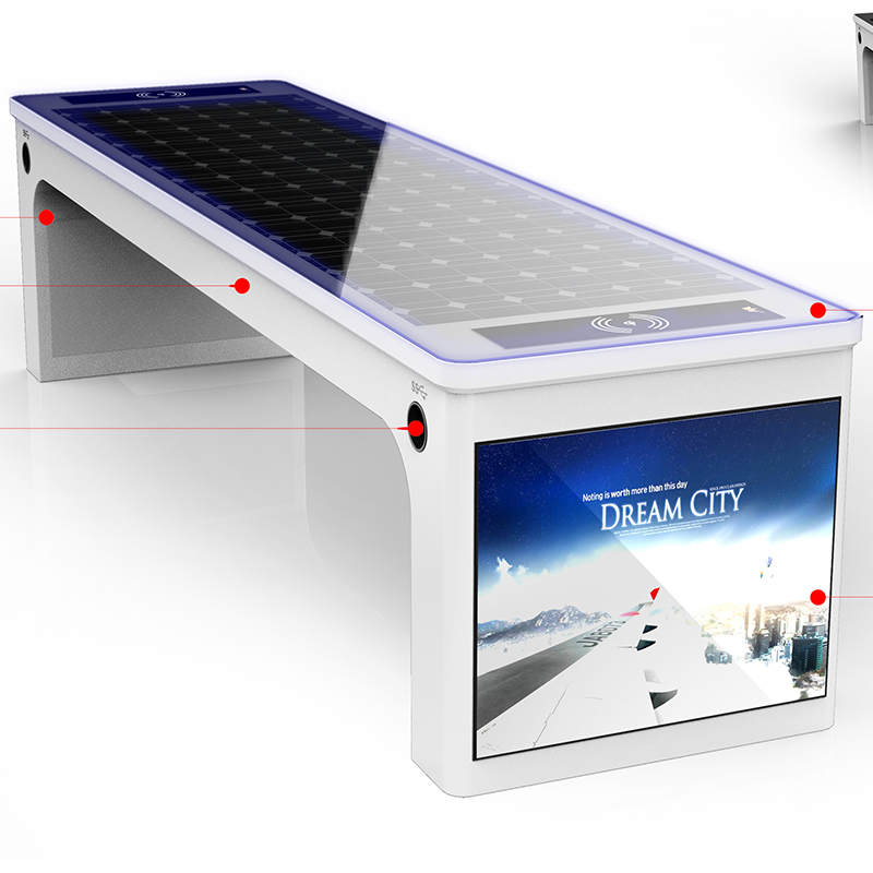 Banco de Parque Solar Inteligente com Carregador Sem Fio e Roteador 4G Wifi