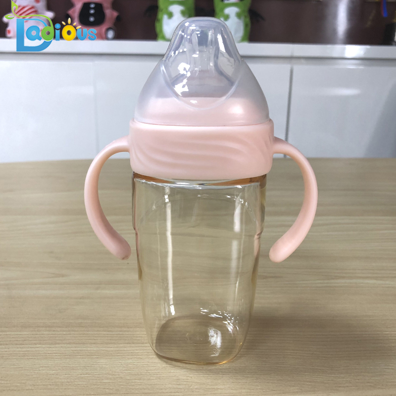 Recém-nascido BPA Livre PPSU Garrafa de Mamadeira 240 ML Garrafa De Bebê Personalizado Logo Bebê Garrafa de Leite com Alça