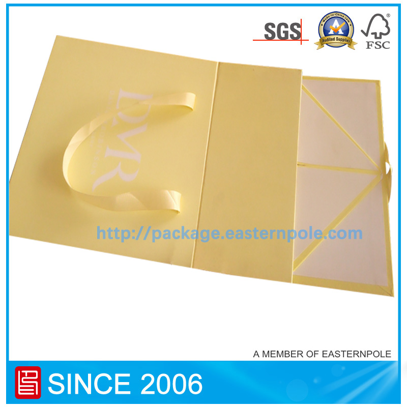 Caixa de embalagem de selo magnético dobrável amarelo