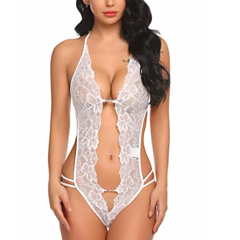 Mulheres sexy Deep V ursinhos Lingerie Lace Babydoll Mini Bodysuit em branco vermelho verde rosa-equipe