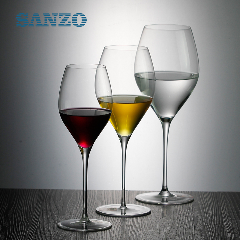 SANZO Conjunto de Copo de Vinho de Cor Preta Artesanal Sem Chumbo de Cristal Inclinado Boca Óculos Vaso em Forma de Altura