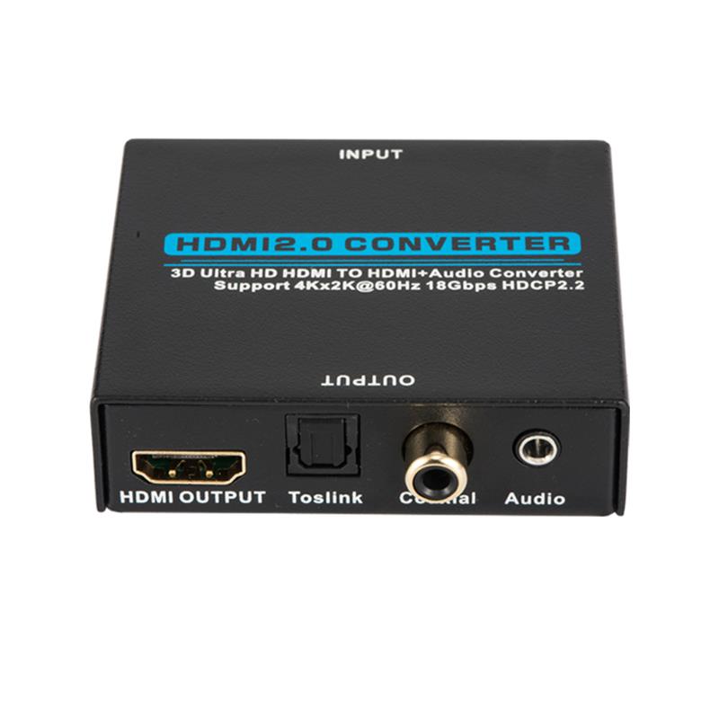 V2.0 Extrator de áudio HDMI HDMI para HDMI + conversor de áudio Suporte 3D Ultra HD 4Kx2K a 60Hz HDCP 2.2 18Gbps