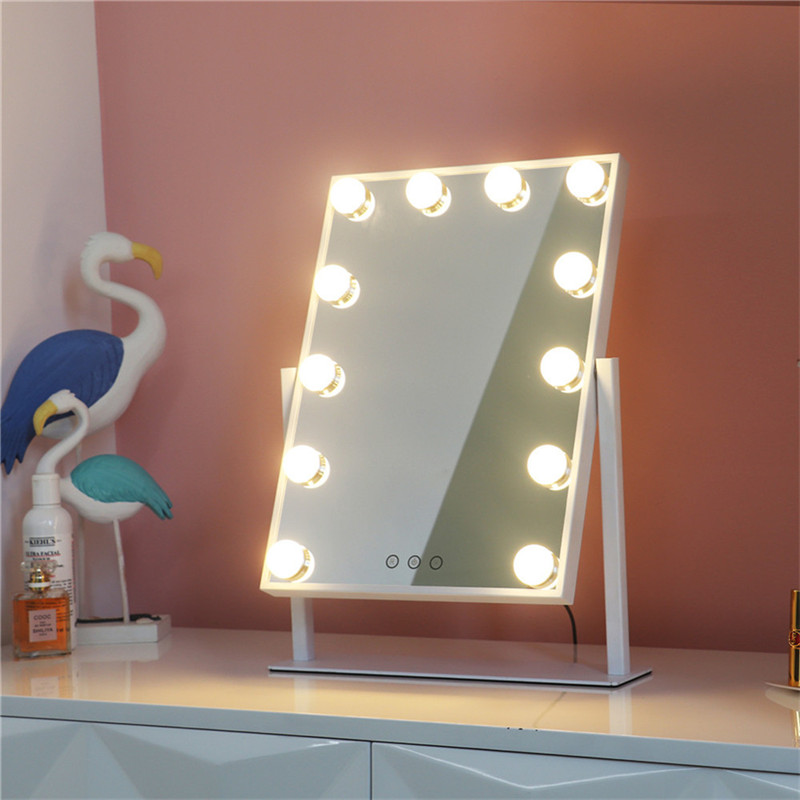 Tabela 360° Rotação iluminada Bulbs Quarto iluminado menina vaidosa espelho de maquiagem de Hollywood