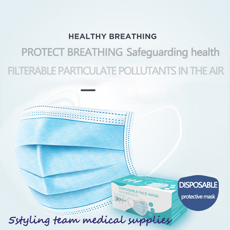 Fabricante de máscaras civis máscara local de três camadas não-tecido derretido soprado pano de proteção máscara descartável à prova de poeira
