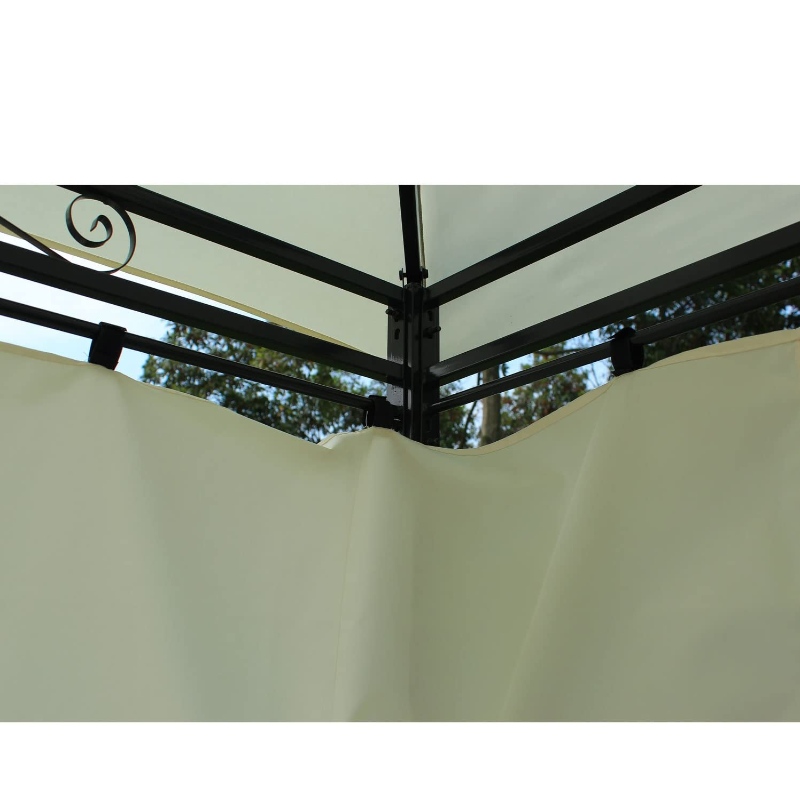 Telhado dobro ao ar livre com cannopy ventilado macio do gazebo da parte superior e cortinas removíveis
