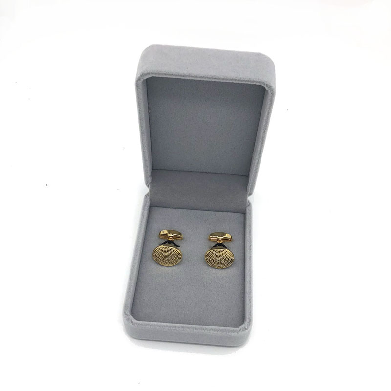 Caixa de veludo cinza jóias personalizadas abotoaduras