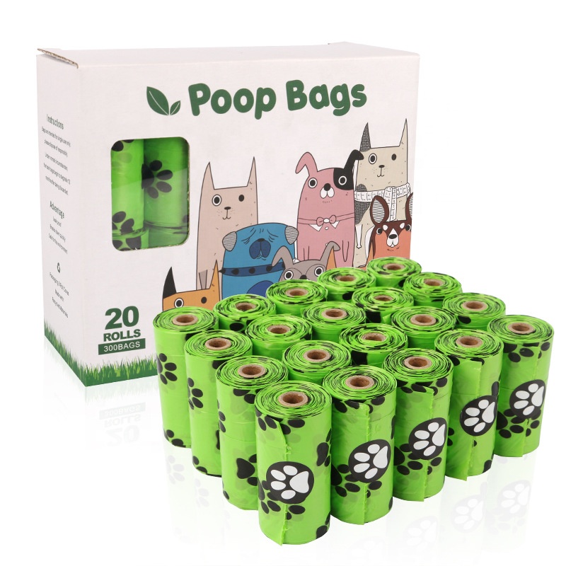 Saco de lixo biodegradável para animais de estimação sacos de cocô de cachorro com dispensador de sacos de cocô compostáveis