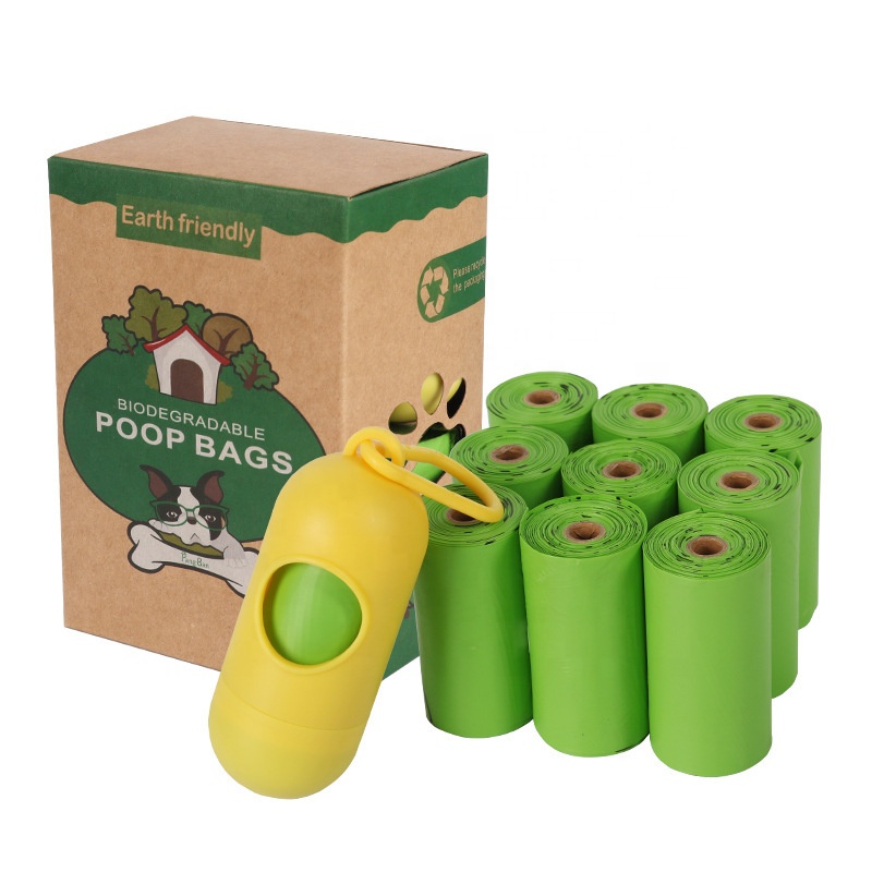 Sacos de cocô descartáveis ​​inteiros compostáveis ​​gratuitos de plástico Sacos de cocô de cachorro biodegradáveis ​​com amido de milho