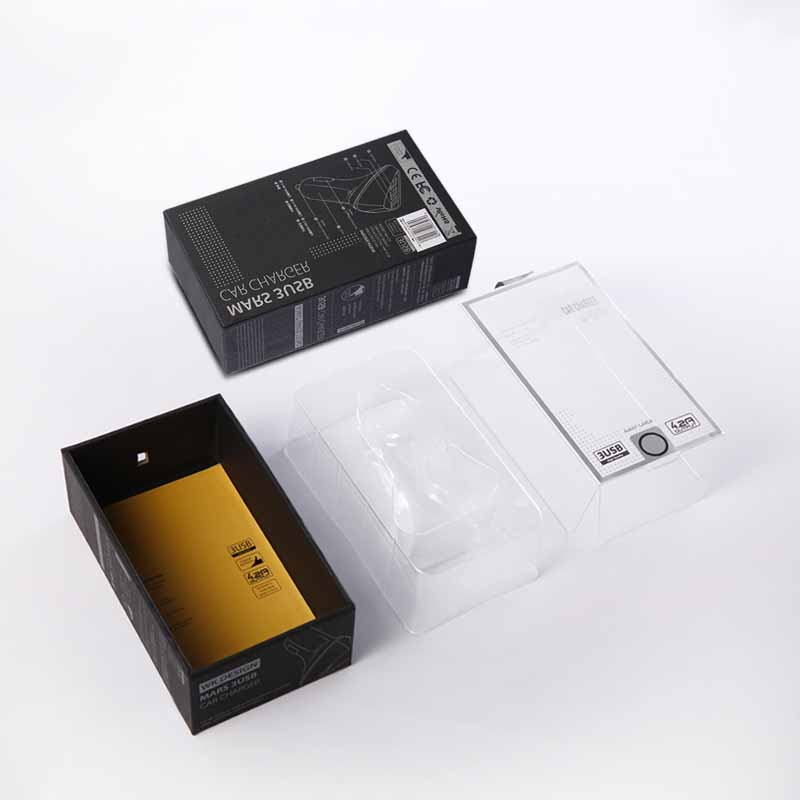 Impressão da janela do animal de estimação Carregador de carro USB Caixa de cabo de luxo Caixas de embalagem USB preto