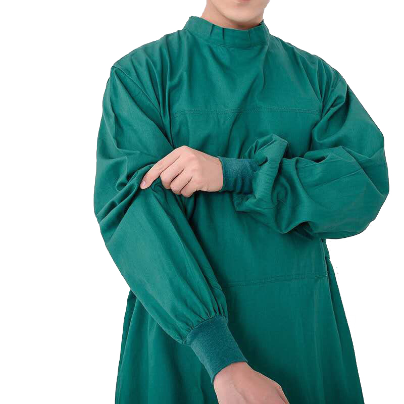 Venda de fábrica de algodão escuro Vestidos cirúrgicos verdes laváveis