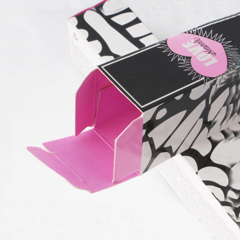 Impressão de caixa de pilha de papel de arte preto e rosa