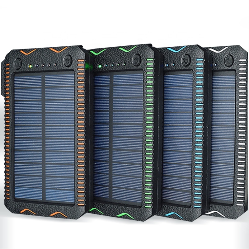 Banco de energia solar impermeável banco de energia solar 10000 mah powerbank portátil com lúmen LED luz de inundação ao ar livre