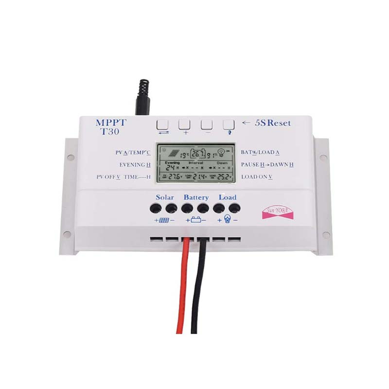 MPPPT T30 30A Solar Charge Controlador 5V USB Carregador 12V 24V Auto Painel Solar Bateria LCD Display Charger regulador