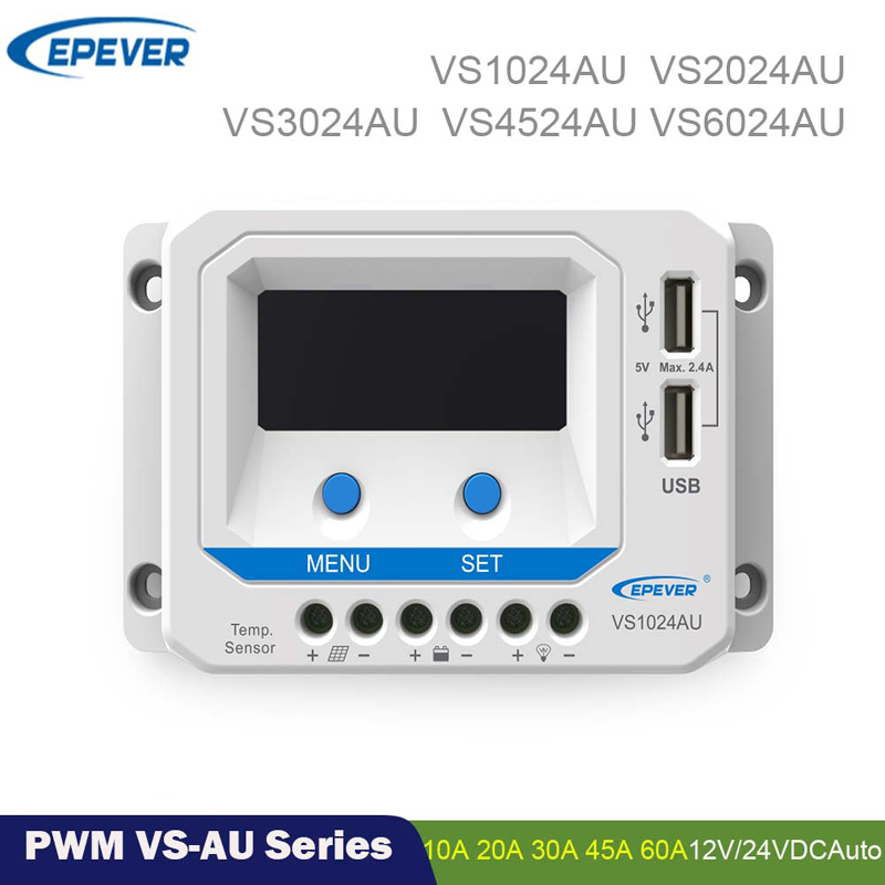 EPEVE PWM 60A45A30A2010A Controlador de carregador solar 12V 24V Auto Backlight LCD Painel Solar Regulador Dual USB ViewStar-Au Série