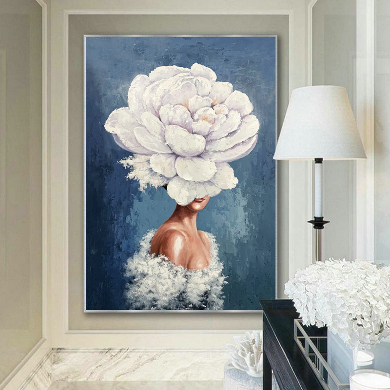 Casa Decoração pintada à mão moderna arte abstrata arte flores figura lona pintura a óleo para sala de estar