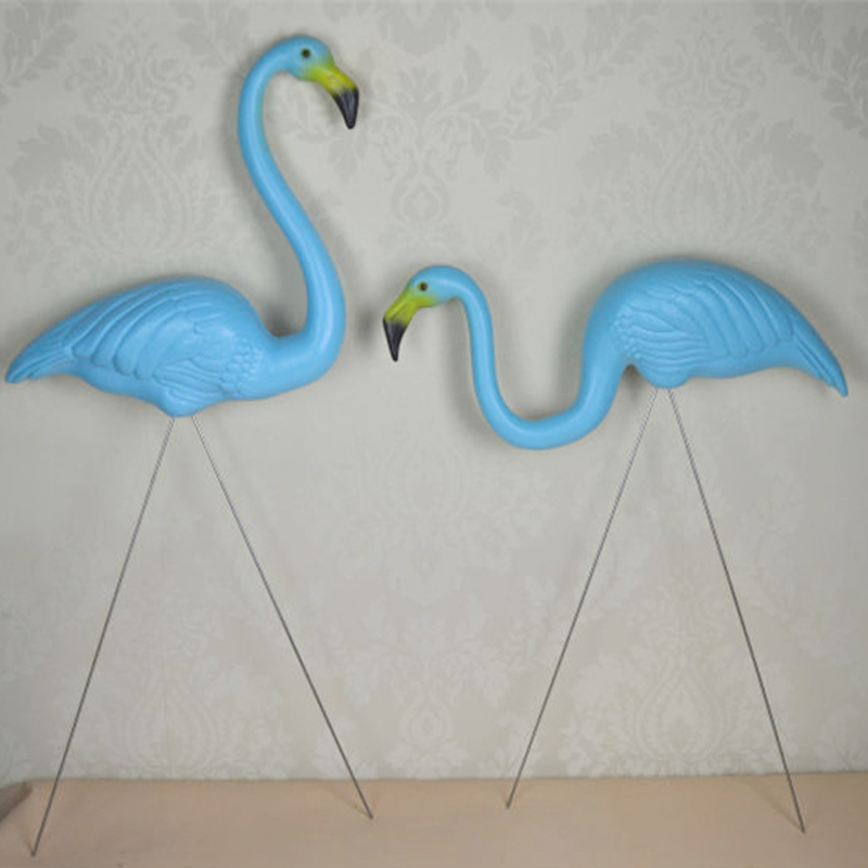 Simulação plástico azul flamingo pássaros jardinagem animal decorações ao ar livre suprimentos