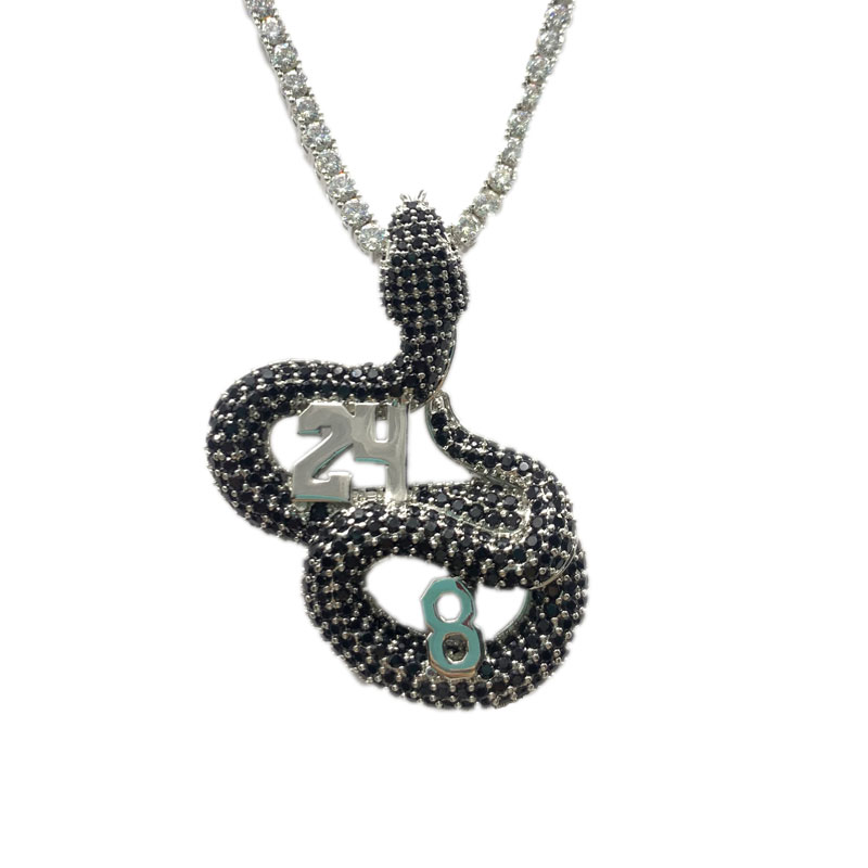 Simples hip hop jóias ouro cor metal cadeia clavícula colar de cristal animal serpente pingente colar