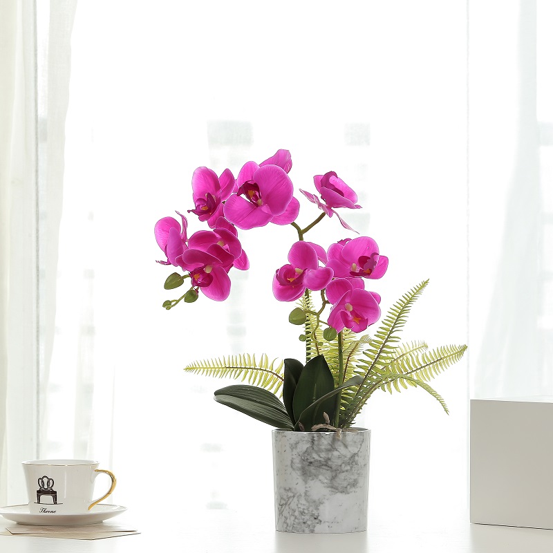 Orquídea artificial em vaso vermelho vendendo com alta qualidade