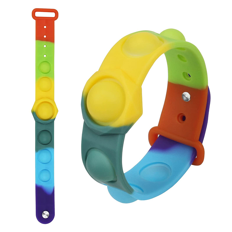 Crianças Silicone Pop Fidget Bracelete e Brinquedos De Pulseira, Adultos Empurre Borbulha Sensorial Stress Relief Gift Boy