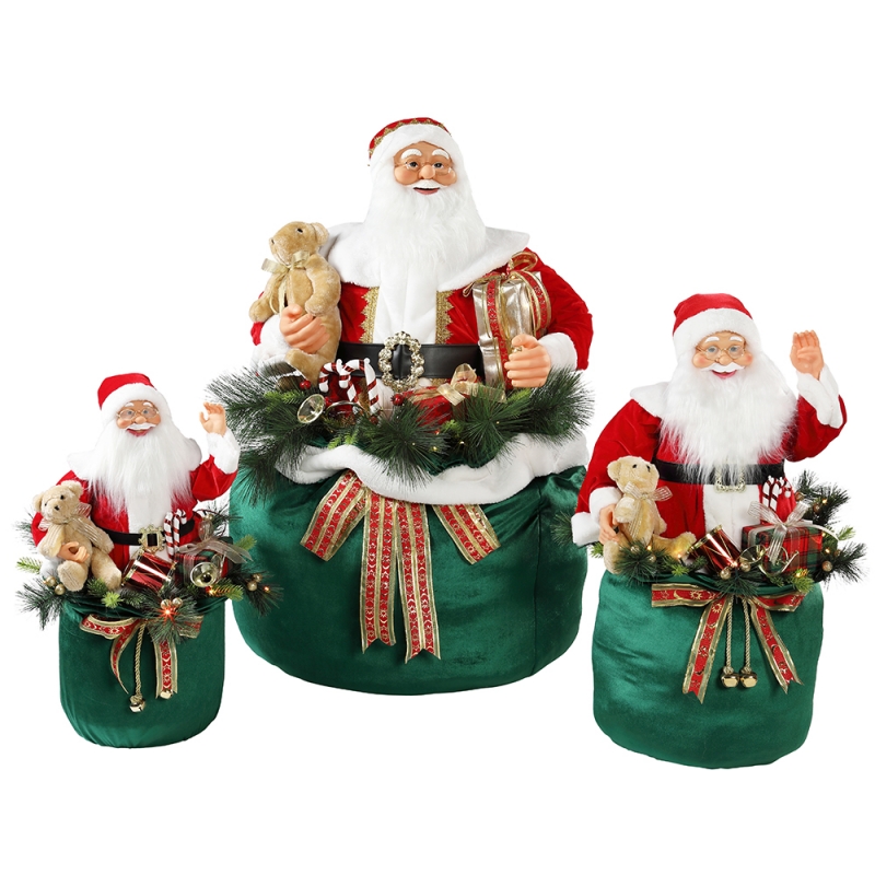 65/85/115cm Natal animado Papai Noel com iluminação feriado ornamento musical decoração figurine coleção tradicional