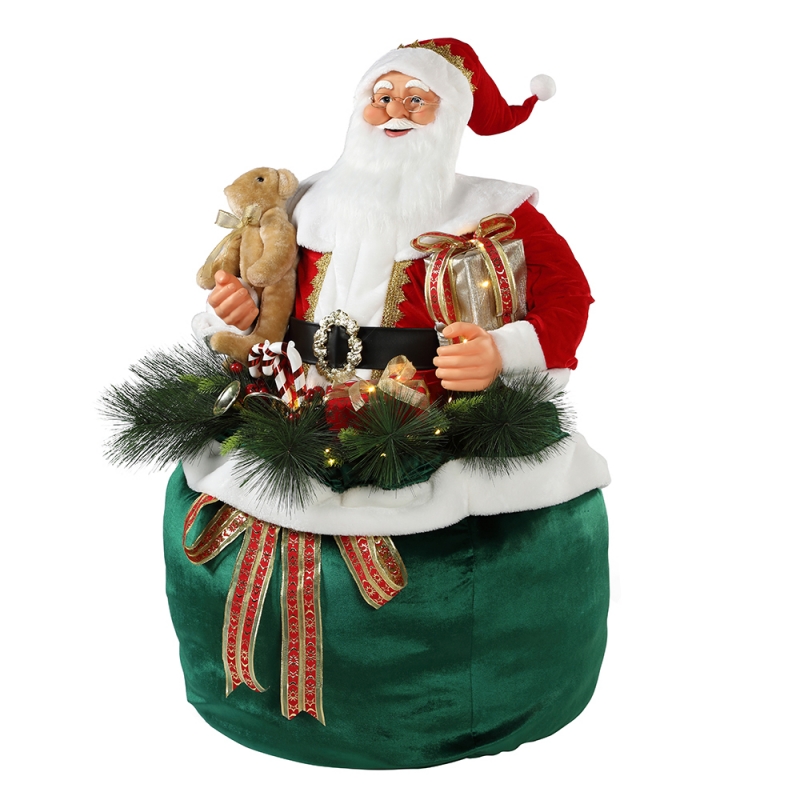 65/85/115cm Natal animado Papai Noel com iluminação feriado ornamento musical decoração figurine coleção tradicional