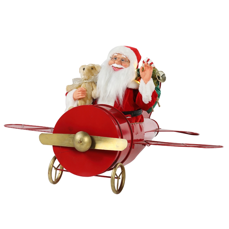 80cm Natal musical animado Papai Noel sentado vermelho decoração figurine clássico feriado ornamento presentes coleção