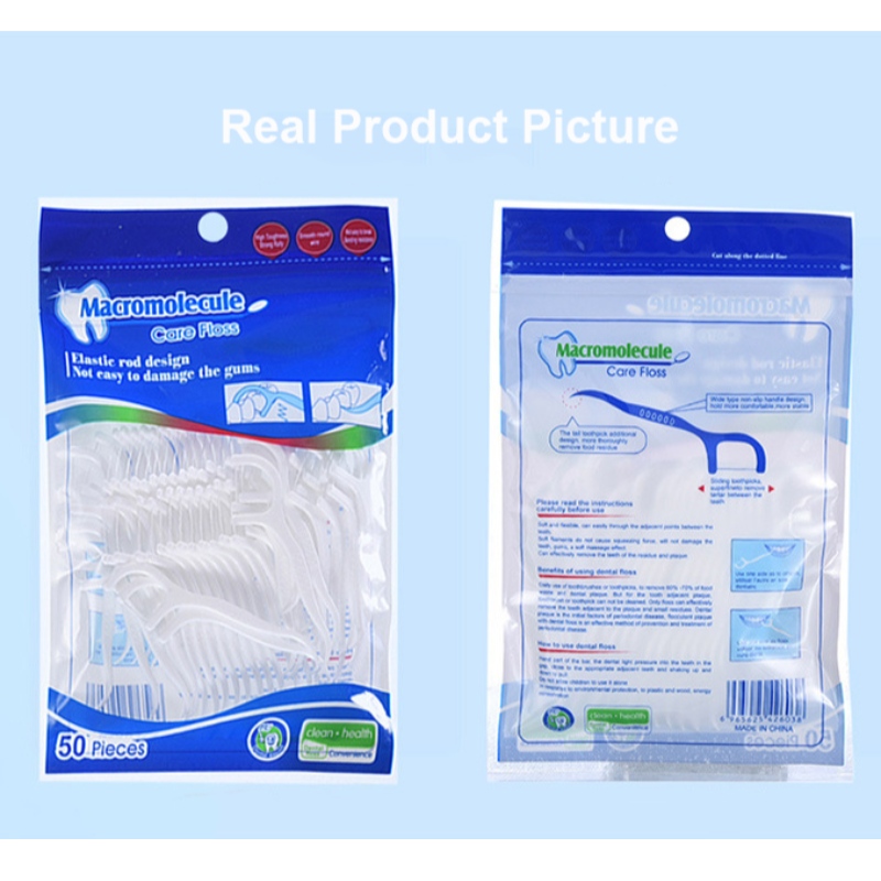 Eficaz Limpeza Private Etiqueta de Alta Qualidade 50 Pcs Dental Floss Escolha OEM Saco Embalagem Dental Floss