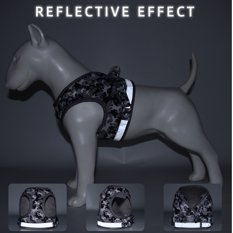 Vendas diretas da fábrica! Arnês de cão de camuflagem ajustável reflexivo super confortável