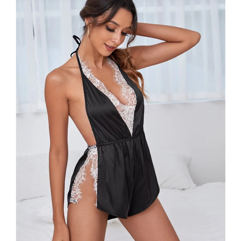 Mulher 'sexy lingerie sheer ver-se malha sexy lace pijama pijama uniforme tentação camisola