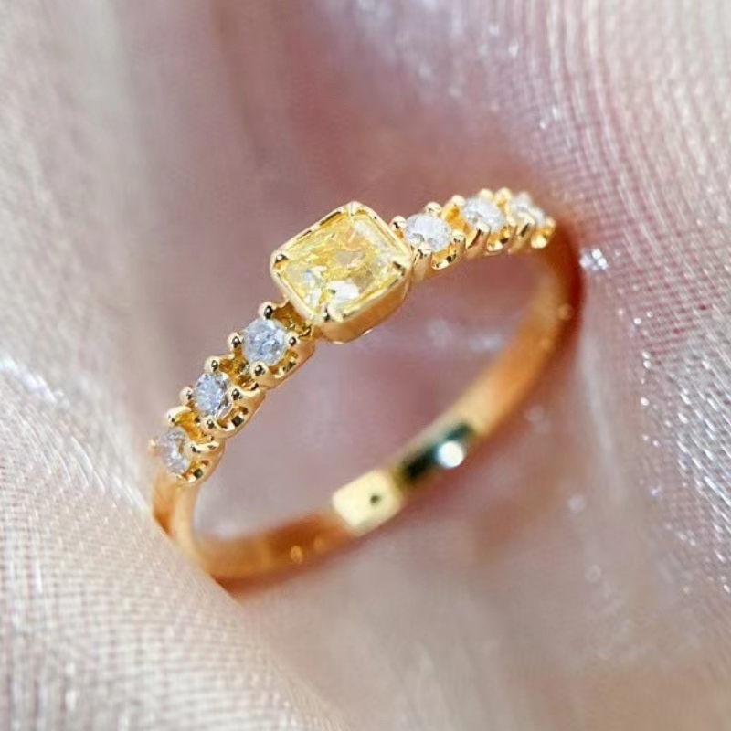 Fabricante de jóias de moda 18k/14k/10k/9k \
9k \
9k Único amarelo diamante pedra mulheres anéis de ouro desenhos