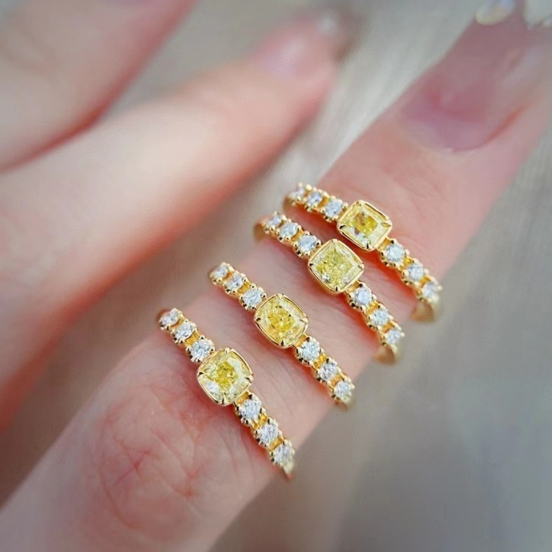 Fabricante de jóias de moda 18k/14k/10k/9k \
9k \
9k Único amarelo diamante pedra mulheres anéis de ouro desenhos