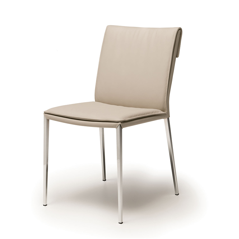 Jogo de cadeira escandinada de couro de couro branco italiano de 6 para sala de jantar