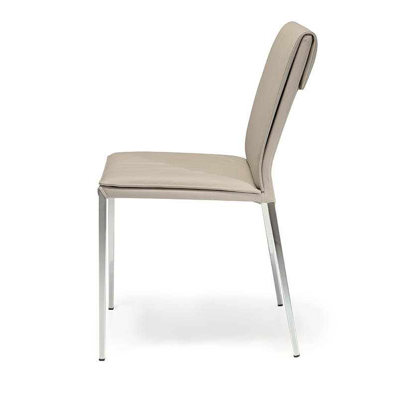 Jogo de cadeira escandinada de couro de couro branco italiano de 6 para sala de jantar